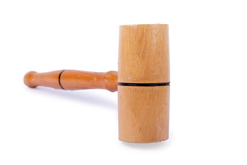 Wooden kitchen hammer isolated on white background