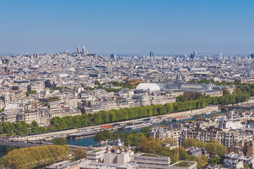 Fototapeta premium View from Eiffel Tower over river Sein
