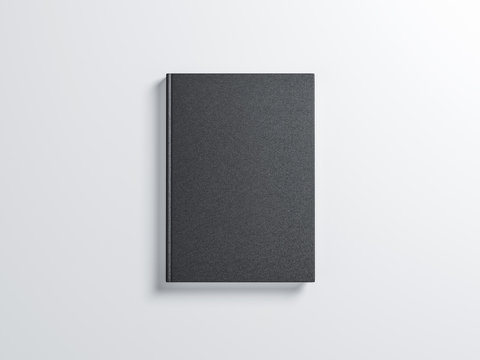 Black blank Book Mockup with textured hard cover. 3d rendering