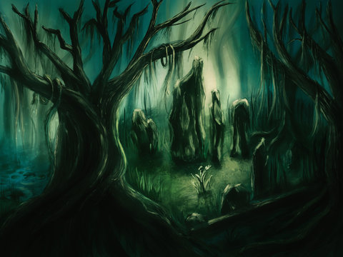 Scary forest scene - Digital Painting