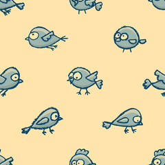 Cute little birds seamless pattern