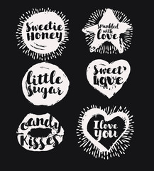 Pink and White Paper Hearts with Watercolor Patterned Strokes. Valentines Day Greeting Banner Isolated on White Background. Vector Illustration. Romantic Lovely Frame Design for Mothers Day.