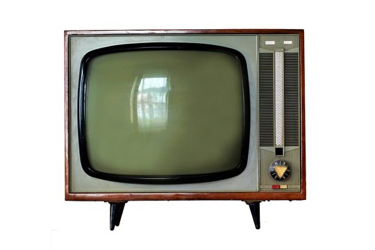 Vintage TV set isolated on white background