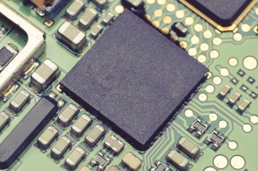Mobile phone chip background close-up