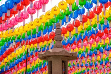 Acrylic prints Temple Paper lanterns at the Bongeunsa temple in Seoul, South Korea