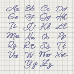 Ballpoin drawing rope alphabet on notebook page. Vector illustration © vectortatu