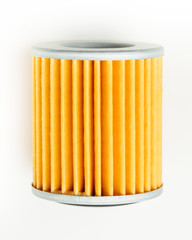 oil filter part for car, white background