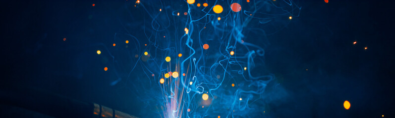 artistic welding sparks light, industrial background