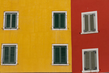 Coloured wall with windows