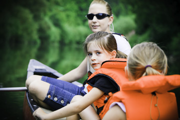 Fototapeta na wymiar Young Family Canoeing