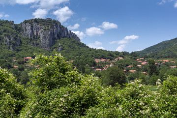 Panorama of Vlasi Village and rock formation of Jerma River Gorge, Dimitrovgrad Region, Serbia