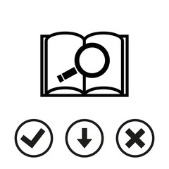 open book and search icon stock vector illustration flat design