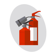 Fire extinguisher danger protection security help equipment pressure flammable vector illustration.