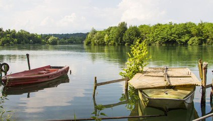rowboats on the lake
