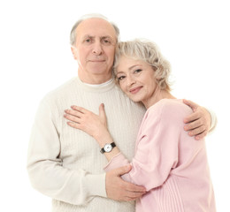 Happy senior couple isolated on white