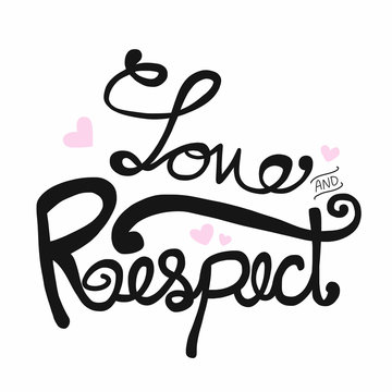 Love and respect word lettering vector illustration