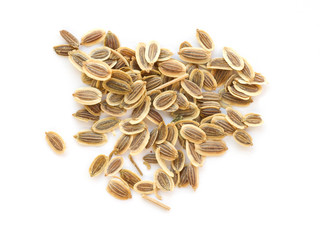 Pile of dill seeds extremal close up