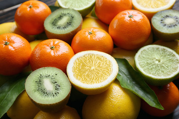 Fresh tropical fruits background