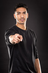 fitness east asian man on dark grey background