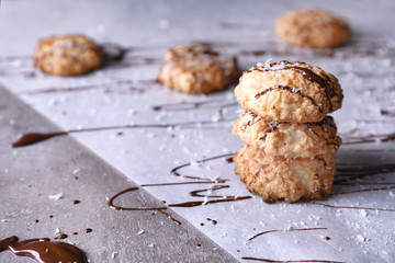 Delicious coconut macaroons on parchment paper