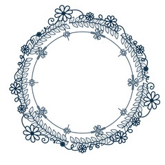 decorative frame in circle shape over white background. vector illustration