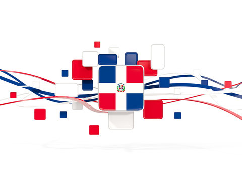 Flag of dominican republic, mosaic background with lines