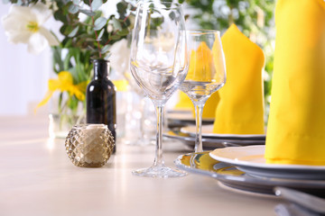 Beautiful festive table setting, closeup