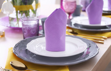 Beautiful festive table setting, closeup