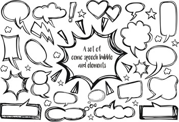 A set of comic speech bubbles and elements