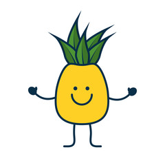 happy pineapple fruit icon over white background. colorful design. vector illustration