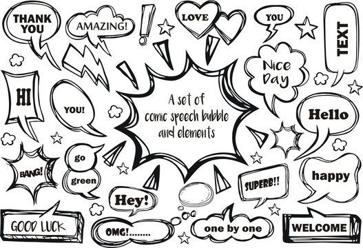 A set of comic speech bubbles and elements