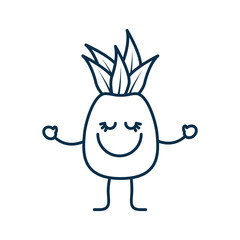 happy pineapple fruit icon over white background. vector illustration
