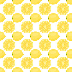 Cartoon fresh lemon fruits in flat style seamless pattern food summer design vector illustration.