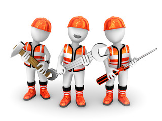 Fototapeta premium 3d builders with tools.