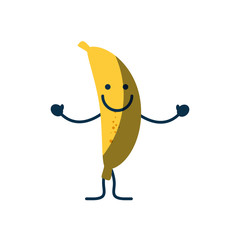 happy banana fruit icon over white background. colorful design. vector illustration
