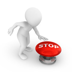 3d man presses the srop button.