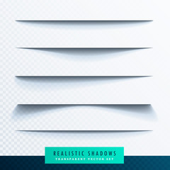 realistic transparent paper shadow effect set