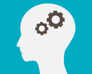 Head with gears in brain vector.