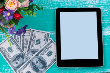 Fototapeta premium make money by tablet or mobile phone ,concept business on line.