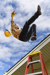 Man Falling off Roof