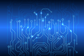 Abstract Blue Hi Tech Circuit Board Vector Background