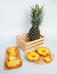 pineapple and pineapple  slide in wood box  