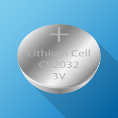 coin button watch lithium cell battery vector