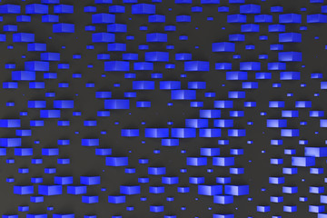 Blue rectangular shapes of random size on black background