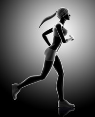 3D illustration of woman running pose.