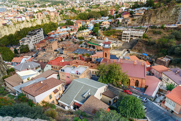 Fototapeta na wymiar View of Abanotubani district in the Old Town of Tbilisi. Georgia