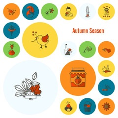 Set of Flat Autumn Icons