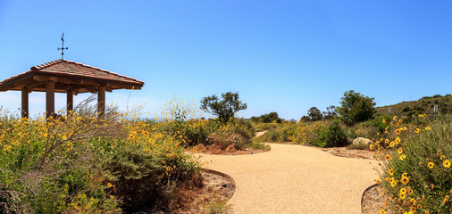 Gazebo over Newport Coast hiking trail near Crystal Cove
