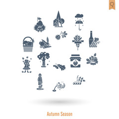 Set of Flat Autumn Icons