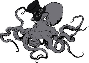 Illustration of a fantastic gothic octopus
